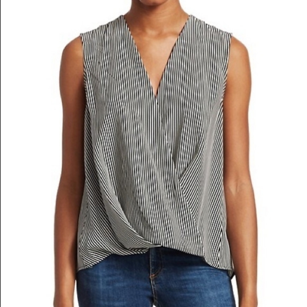 rag & bone Victor Stripe Sleeveless Chiffon Blouse Size M New